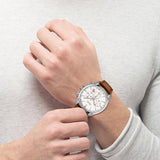Hugo Boss Grand Prix White Dial Brown Leather Strap Watch for Men - 1513475 Authentic Buy Shop Now