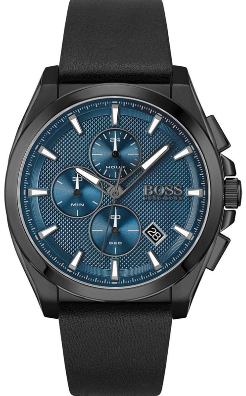 Hugo Boss Grandmaster Blue Dial Black Leather Strap Watch for Men - 1513883 Authentic Buy Shop Now