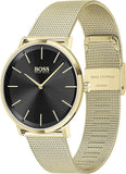 Hugo Boss Horizon Quartz Black Dial Gold Mesh Bracelet Watch For Men - 1513735 Authentic Buy Shop Now