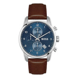 Hugo Boss Skymaster Blue Dial Brown Leather Strap Watch for Men - 1513940 Authentic Buy Shop Now