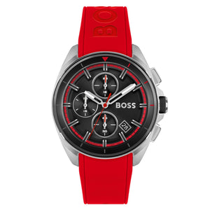 Hugo Boss Volane Black Dial Red Rubber Strap Watch for Men - 1513959 Authentic Buy Shop Now