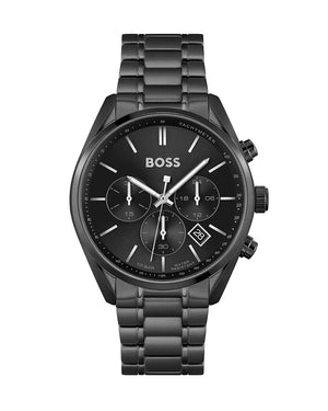 Hugo Boss Champion Black Dial Black Steel Strap Watch for Men - 1513960 Authentic Buy Shop Now