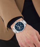 Hugo Boss View Chronograph Blue Dial Silver Steel Strap Watch For Men - 1513989 Authentic Buy Shop Now