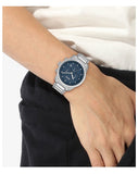 Hugo Boss Trace Chronograph Quartz Blue Dial Silver Steel Strap Watch For Men - 1514007 Authentic Buy Shop Now