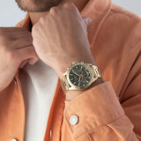 Hugo Boss Troper Chronograph Green Dial Gold Steel Strap Watch For Men - 1514059 Authentic Buy Shop Now