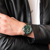 Hugo Boss Troper Chronograph Green Dial Brown Leather Strap Watch For Men - 1514098 Authentic Buy Shop Now