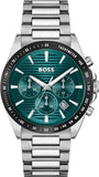 Hugo Boss Strike Chronograph Green Dial Silver Steel Strap Watch for Men - 1514241 Authentic Buy Shop Now