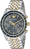 Emporio Armani Tazio Chronograph Blue Dial Gold & Silver Stainless Steel Strap Watch For Men - AR8030 Authentic Buy Shop Now