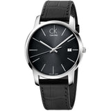 Calvin Klein City Quartz Black Dial Black Leather Strap Watch for Men - K2G2G1C3 Authentic Buy Shop Now