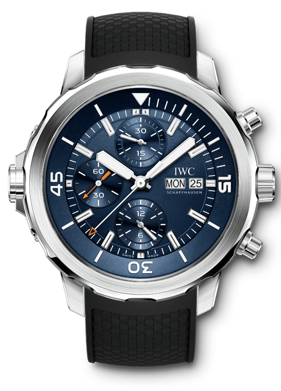 IWC Aquatimer Automatic Chronograph 44mm Blue Dial Black Rubber Strap Watch for Men - IW376805 Authentic Buy Shop Now
