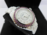 Chanel J12 Sapphire Bezel Ceramic White Dial White Steel Strap Watch for Women - J12 H2010 Authentic Buy Shop Now