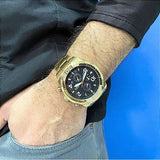 Fossil Bronson Chronograph Black Dial Gold Steel Strap Watch for Men - FS5877 Authentic Buy Shop Now