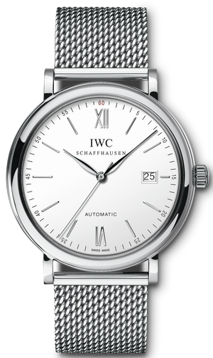 IWC Portofino Automatic White Dial Silver Mesh Bracelet Watch for Men - IW356505 Authentic Buy Shop Now