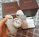 Gucci G Timeless White Dial Two Tone Nylon Strap Watch For Men - YA126231 Authentic Buy Shop Now