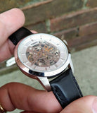 Fossil Townsman Automatic Skeleton White Dial Black Leather Strap Watch for Men - ME3085 Authentic Buy Shop Now