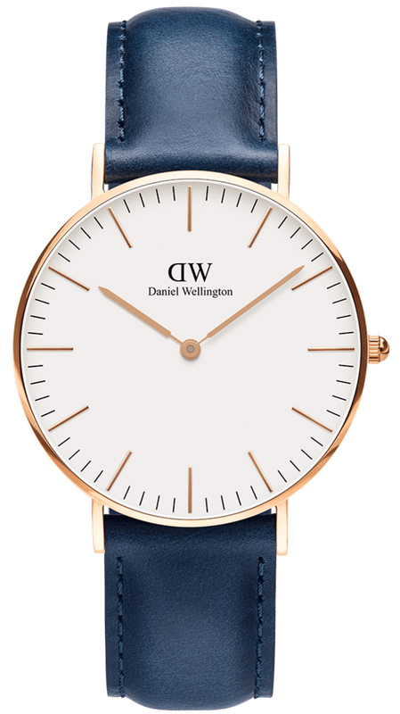 Daniel Wellington Classic Somerset White Dial Blue Leather Strap Watch For Men - DW00100121 Authentic Buy Shop Now