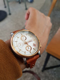 Fossil Boyfriend Chronograph White Dial Brown Leather Strap Watch for Women - ES3837 Authentic Buy Shop Now