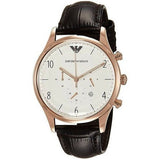 Emporio Armani Beta Chronograph White Dial Brown Leather Strap Watch For Men - AR1916 Authentic Buy Shop Now