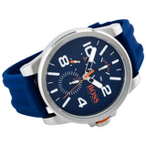 Hugo Boss Detroit Quartz Blue Dial Blue Silicone Strap Watch For Men - 1550008 Authentic Buy Shop Now