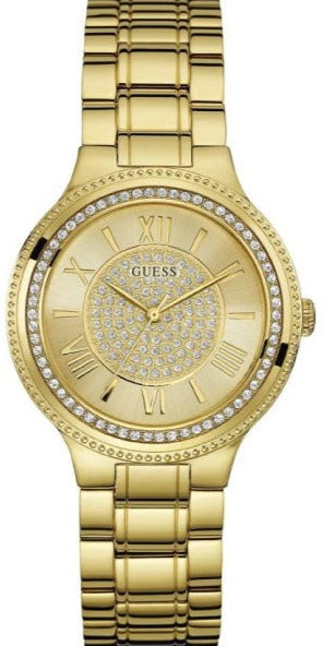 Guess Madison Diamonds Gold Dial Gold Steel Strap Watch for Women - W0637L2 Authentic Buy Shop Now
