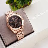 Michael Kors Bradshaw Black Dial Rose Gold Steel Strap Watch for Women - MK5854 Authentic Buy Shop Now