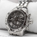 Tissot PRS 200 Grey Dial Chronograph Grey Dial Silver Steel Strap Watch For Men - T067.417.11.051.00 Authentic Buy Shop Now