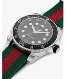 Gucci Dive Black Dial Red & Green Nylon Strap Watch For Men - YA136209 Authentic Buy Shop Now