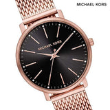 Michael Kors Pyper Analog Black Dial Rose Gold Mesh Strap Watch For Women - MK4566 Authentic Buy Shop Now