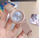 Guess Willow Crystal Blue Dial Rose Gold Mesh Bracelet Watch For Women - W0836L1 Authentic Buy Shop Now
