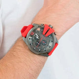 Diesel Mega Chief Chronograph Black Dial Red Silicone Strap Watch For Men - DZ4427 Authentic Buy Shop Now