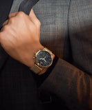 Hugo Boss Companion Chronograph Black Dial Rose Gold Steel Strap Watch For Men - 1513548 Authentic Buy Shop Now
