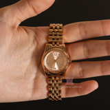 Michael Kors Lexington Three Hand Rose Gold Dial Rose Gold Steel Strap Watch For Women - MK4739 Authentic Buy Shop Now