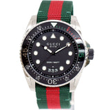 Gucci Dive Black Dial Red & Green Nylon Strap Watch For Men - YA136209 Authentic Buy Shop Now