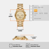 Michael Kors Runway Chronograph Gold Dial Gold Steel Strap Watch For Women - MK7323 Authentic Buy Shop Now
