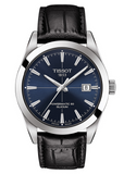 Tissot Gentleman Powermatic 80 Silicium Blue Dial Black Leather Strap Watch For Men - T127.407.16.041.01 Authentic Buy Shop Now