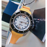 Tommy Hilfiger Windsurf White Dial Yellow Rubber Strap Watch for Men - 1791115 Authentic Buy Shop Now