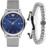 Emporio Armani Luigi Quartz Blue Dial Silver Mesh Bracelet Watch For Men - AR11230 Authentic Buy Shop Now