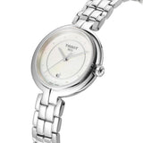 Tissot T Lady Flamingo Diamonds White Dial Silver Steel Strap Watch For Women - T094.210.11.116.01 Authentic Buy Shop Now