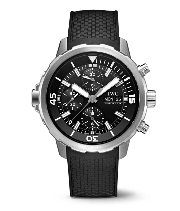 IWC Aquatimer Chronograph Black Dial Black Leather Strap Watch for Men - IW376803 Authentic Buy Shop Now