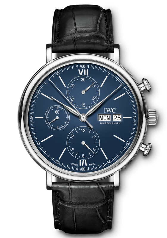 IWC Portofino Chronograph Blue Dial Black Leather Strap Watch for Men - IW391023 Authentic Buy Shop Now