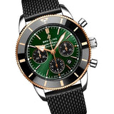 Breitling Superocean Heritage B01 Chronograph 44 Limited Edition Green Dial Black Mesh Bracelet Watch for Women - UB01622A1L1S1 Authentic Buy Shop Now