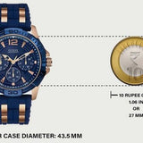 Guess Oasis Blue Dial Blue & Rose Gold Stainless Steel Strap Watch For Men - W0366G4 Authentic Buy Shop Now