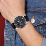 Tommy Hilfiger Parker Chronograph Quartz Grey Dial Black Leather Strap Watch For Men - 1791838 Authentic Buy Shop Now