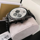 Michael Kors Lexington Chronograph Crystals Silver Dial Black Steel Strap Watch for Men - MK8605 Authentic Buy Shop Now
