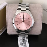 Michael Kors Slim Runway Quartz Pink Dial Silver Steel Strap Watch For Women - MK3380 Authentic Buy Shop Now