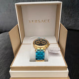 Versace Aion Chronograph Black Dial Gold Steel Strap Watch For Men - VE1D01721 Authentic Buy Shop Now