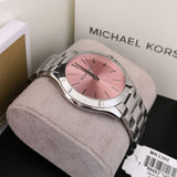 Michael Kors Slim Runway Quartz Pink Dial Silver Steel Strap Watch For Women - MK3380 Authentic Buy Shop Now