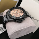 Michael Kors Everest Quartz Rose Gold Dial Black Steel Strap Watch For Women - MK5872 Authentic Buy Shop Now