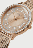 Guess Soiree Diamonds Rose Gold Dial Rose Gold Mesh Bracelet Watch for Women - GW0402L3 Authentic Buy Shop Now