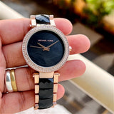Michael Kors Parker Mother of Pearl Black Dial Two Tone Steel Strap Watch for Women - MK6414 Authentic Buy Shop Now